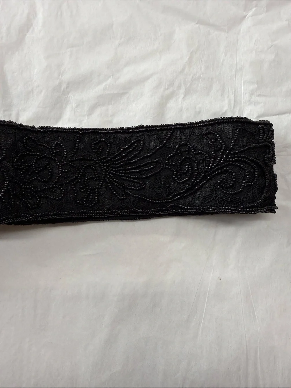 NWT La Regale Black Beaded Lace Wide Waist Belt Size Small Vintage